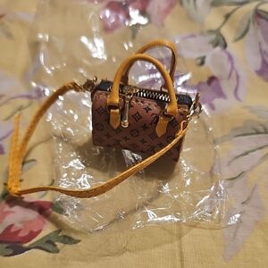 Miniature Designer-Inspired Brown and Tan Toy Bag